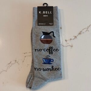 K. Bell Men’s Gray Coffee Graphic Crew Socks